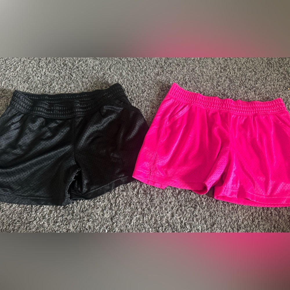 Women's Black and Pink Athletic Shorts